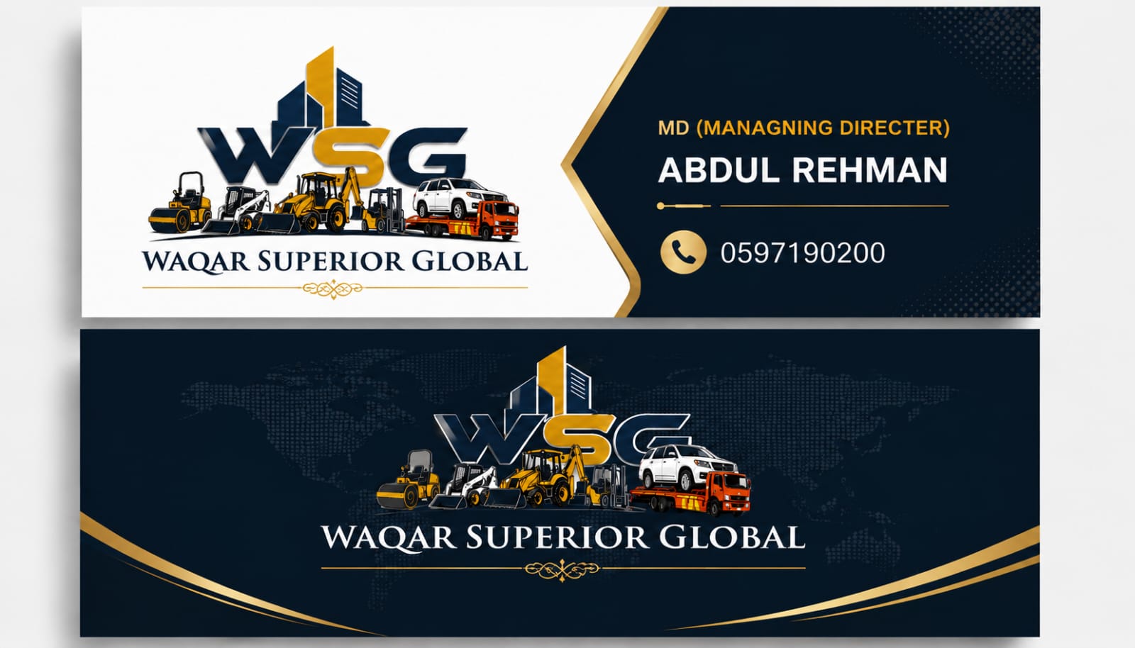 Abdul Rehman managing director card for Waqar Superior Global